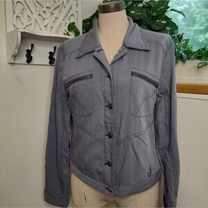 Isis Lightweight Steel Blue Button Up Nylon Spring Jacket Size 10